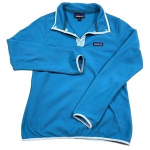 Patagonia Sweater Women Medium Teal Blue Pullover Micro D Snap T Fleece Better